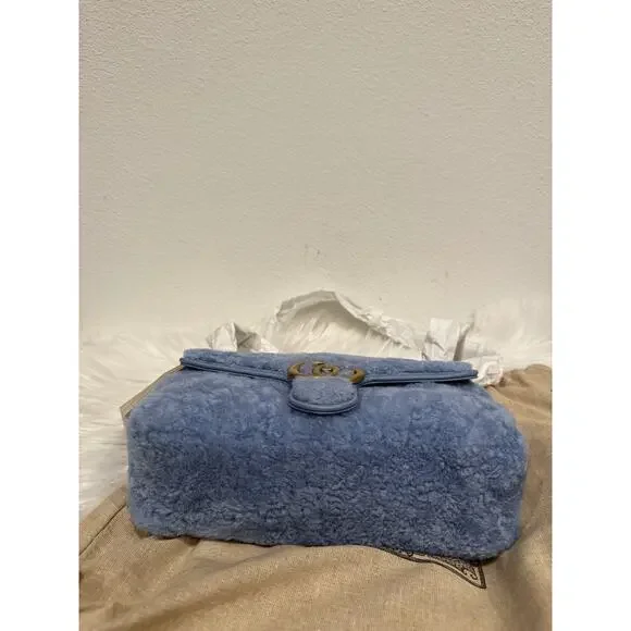 Gucci Marmont Shearling Fur GG Logo Jackie Ophidia Chain Blondie Shoulder Bag - Picture 4 of 9